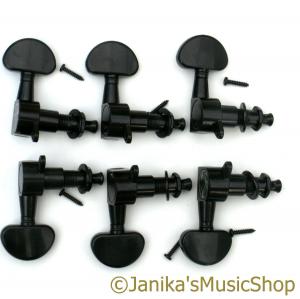 6 BLACK ACOUSTIC GUITAR MACHINE HEADS HALF MOON